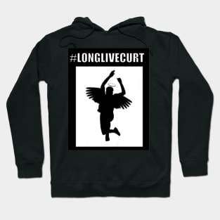 Long Live Curt. White Text. Angel outline.Pacifist. Peace. Hoodie